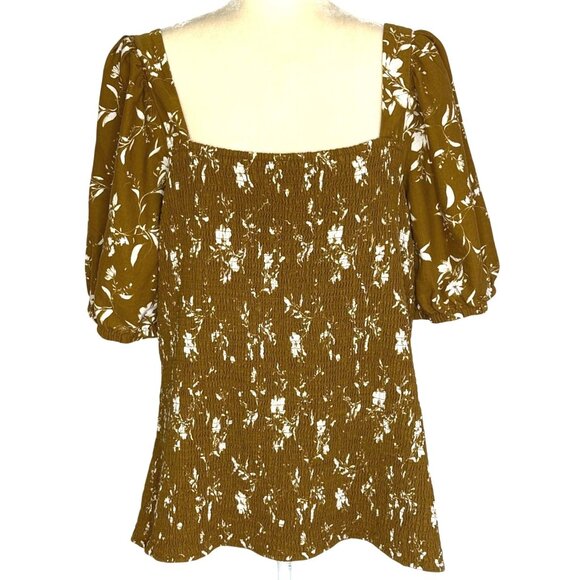 Ava & Viv Women's Top Plus Size 2X Puff Sleeve Floral Smocked Square Neck - Picture 1 of 11
